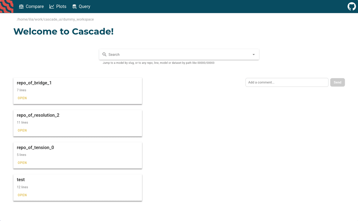 UI demo of Cascade - Small scale MLOps library